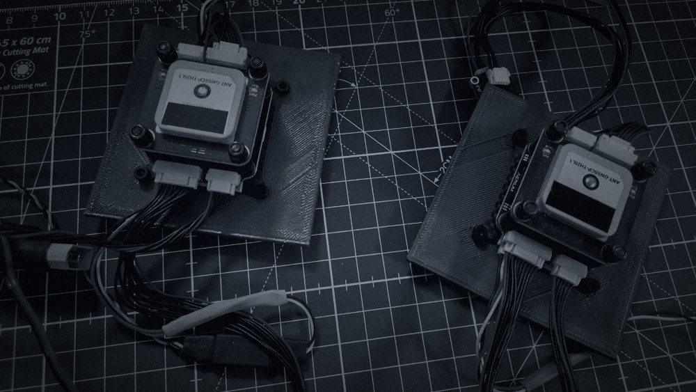 Avionics and power module assemblies on a technician bench